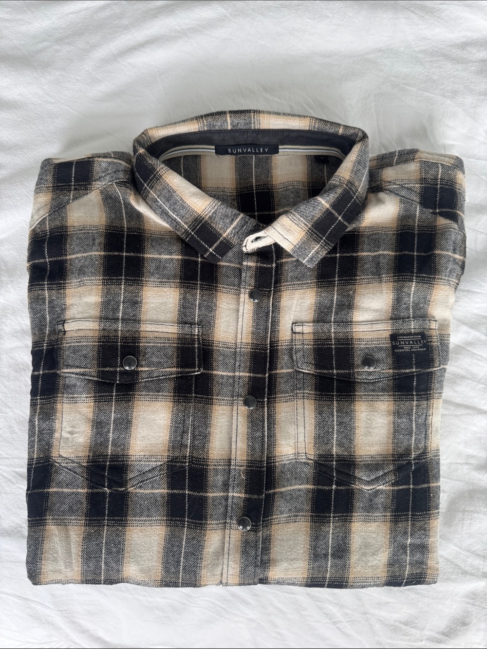 Sunday Black and Cream Plaid Button-Up Shirt